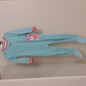 Carter's One-Piece Footed Pajamas - Light Blue/Pink/White w/ Dog - 3T